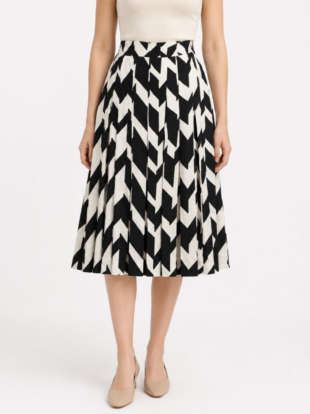 NWT Ferragamo Silk Printed Pleated Skirt IT 42 US 6